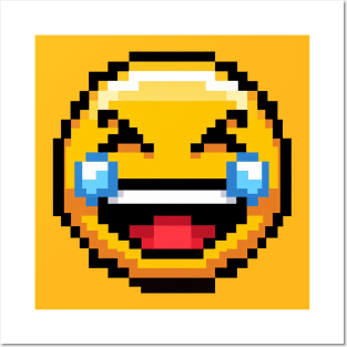 Crying Laughing Emoji Pixel Posters and Art